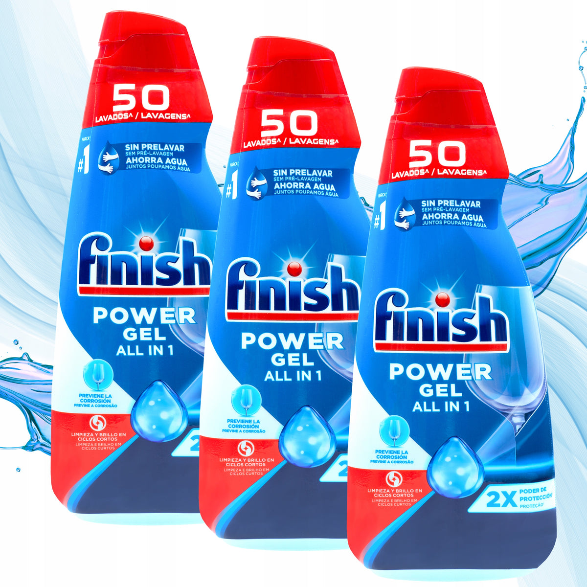 Set Finish Dishwasher Gel ALL in One 150 Wash 3 x 1L Regular