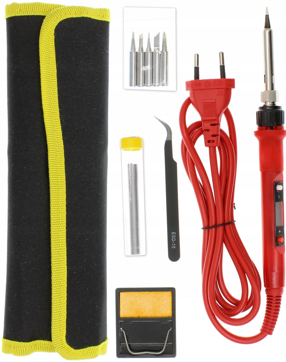Set Flask Soldering Iron Precise LCD Temperature Control 6 TIPS 60W Manufacturer code Zestaw Lutownica Precyzyjna 6xGROT 60W N3203