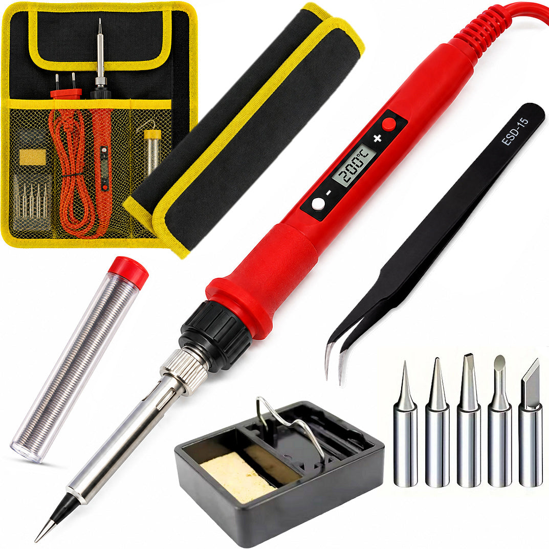 Set Flask Soldering Iron Precise LCD Temperature Control 6 TIPS 60W