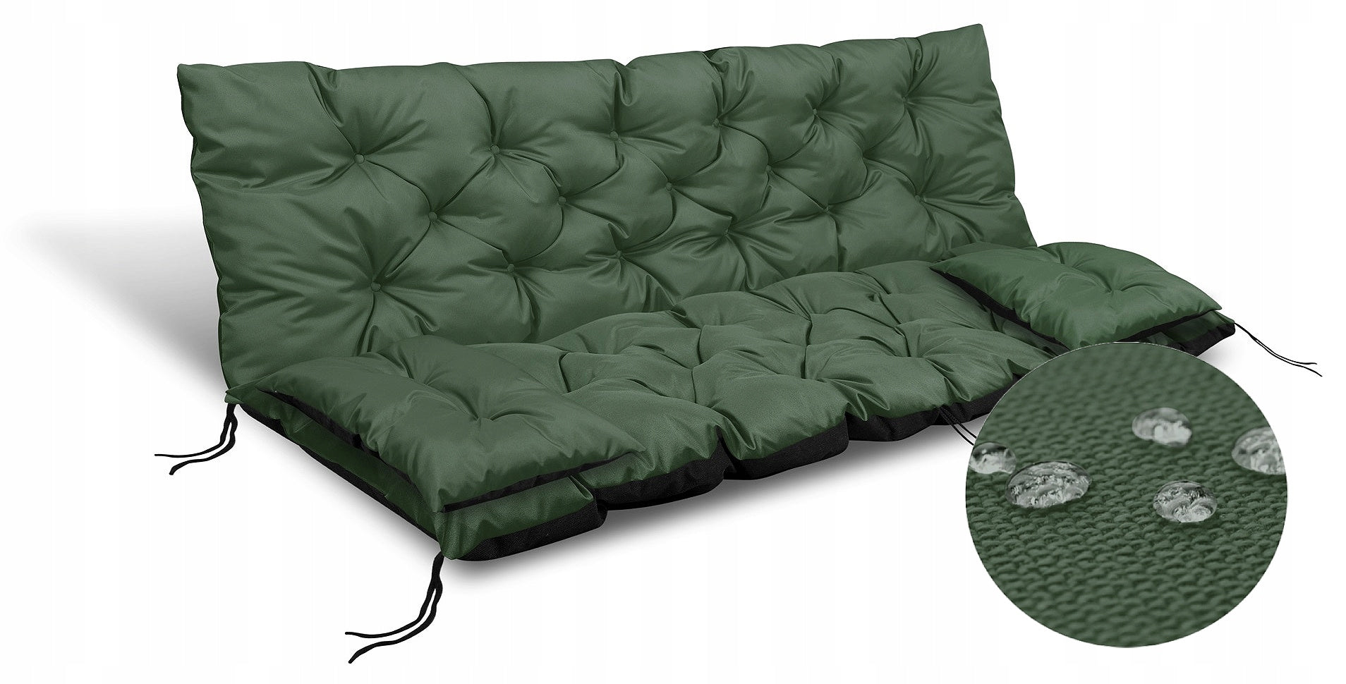 Set Garden Cushion 180x60x50 cm for Bench Swing Waterproof Green