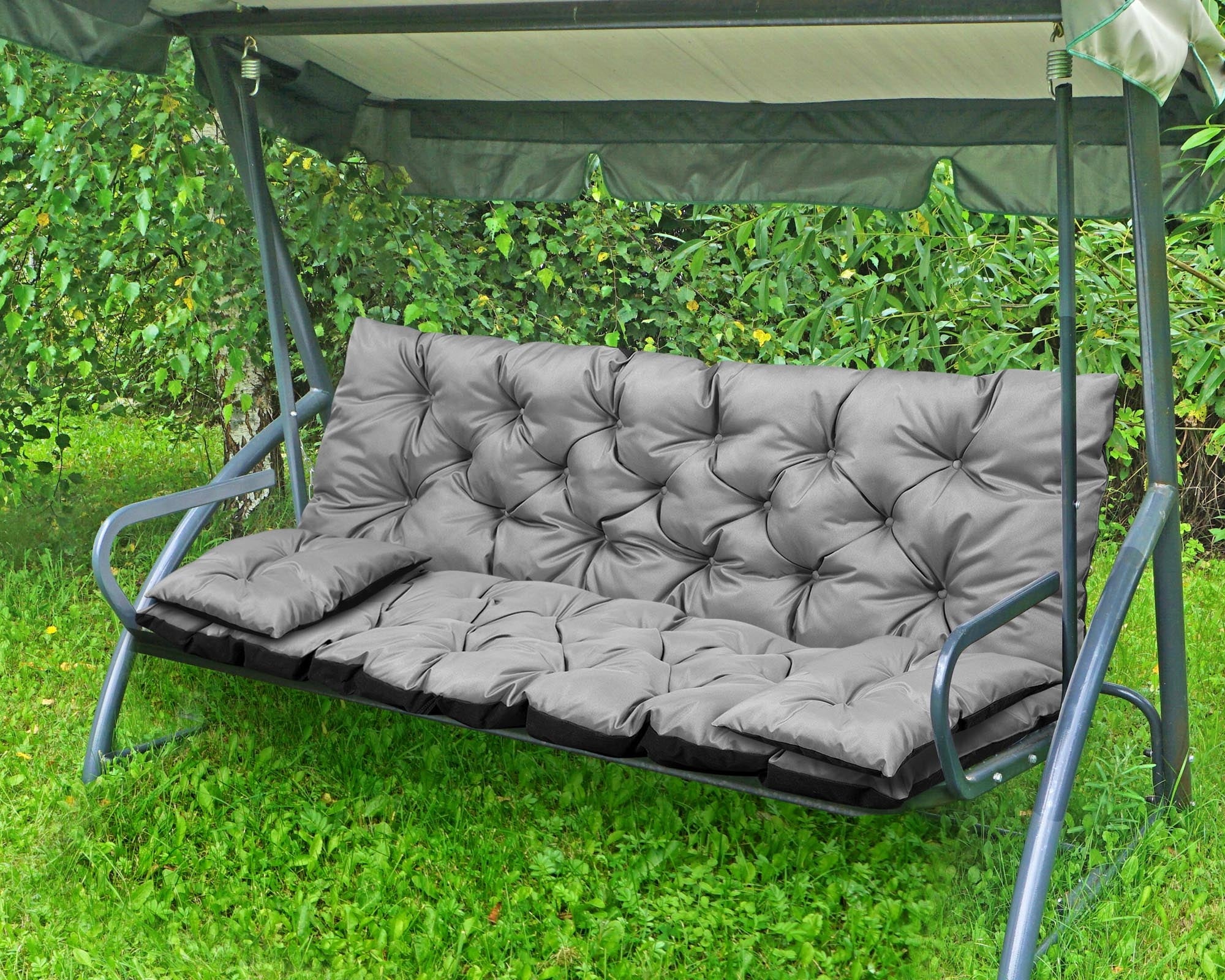 Set Garden Cushion 180x60x50 cm for Bench Swing Waterproof Grey Cushion thickness 12 cm
