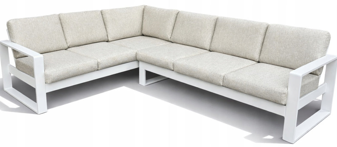 Set Garden Furniture Modular Aluminum Lagoon Corner + Table White Manufacturer Just Relax