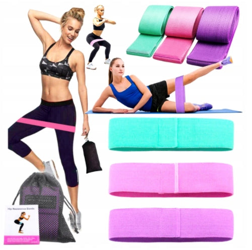 Set HIP BAND Rubber Resistance Bands for Exercise Pouch