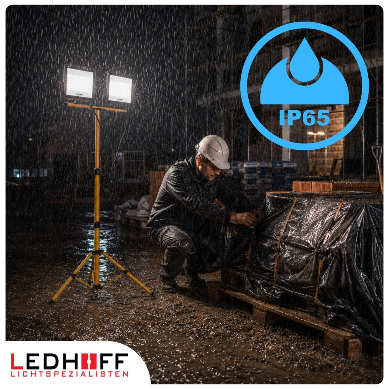 Set Halogen Floodlight LED Lamp Tripod Stand 2x 50W Construction Work Manufacturer code FL-1E50W-TRIPOD-2
