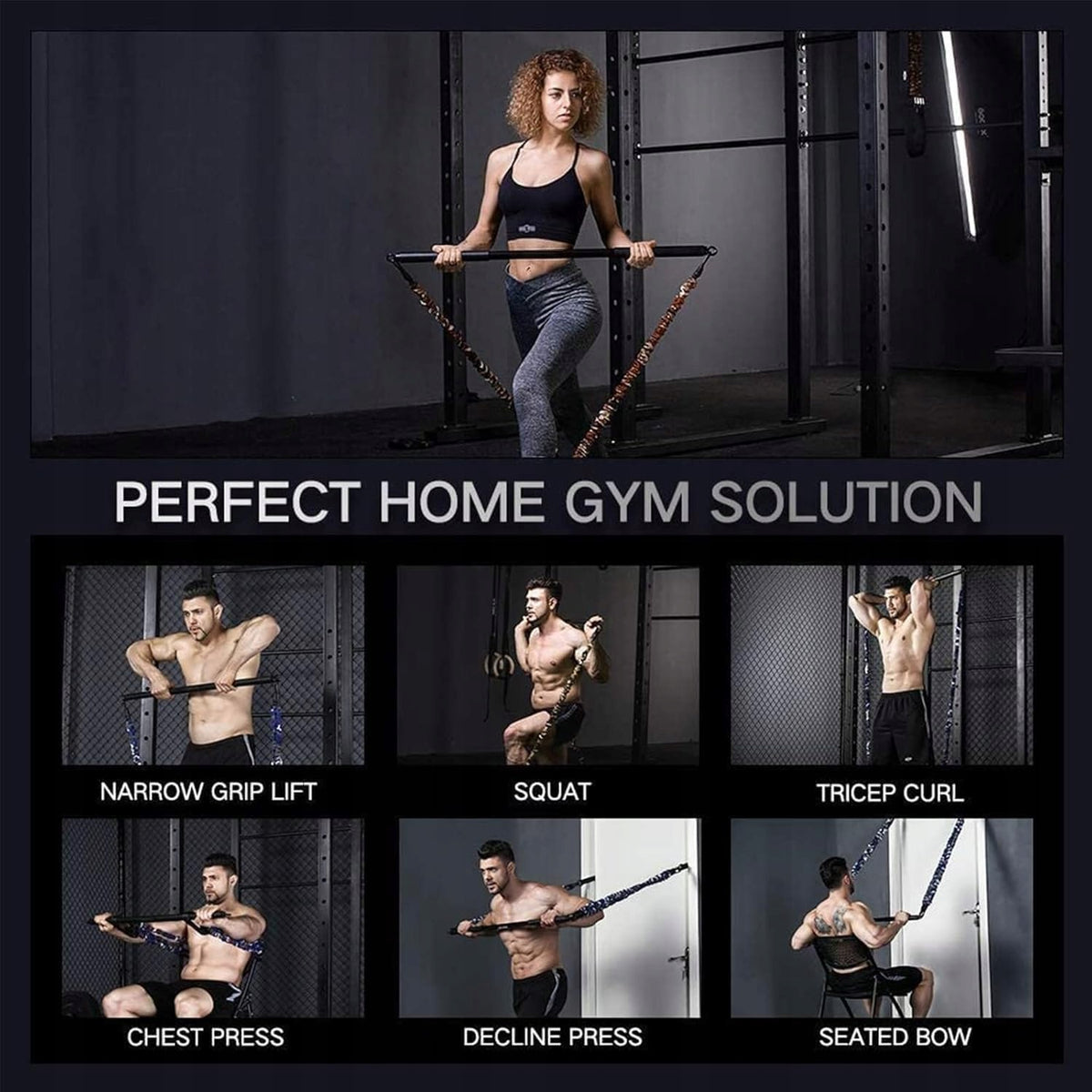 Set INNSTAR Home Gym Bar Extrusion Resistance Bands 105lb Manufacturer code INNSTAR