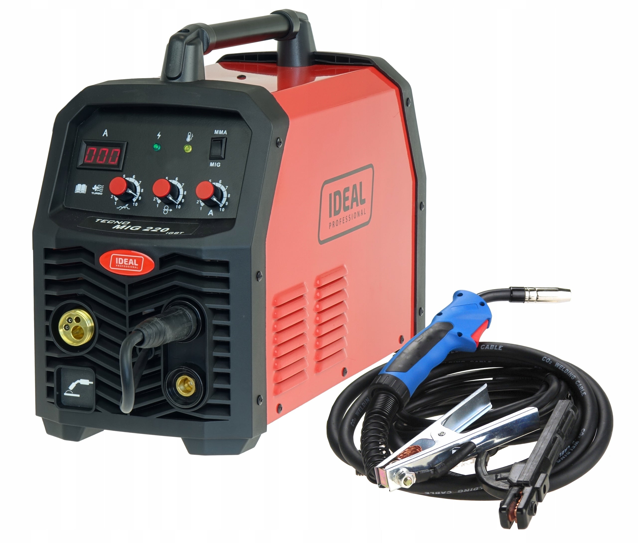 Set Ideal Tecno MIG 220 MMA welding machine with reducer and wire for steel Packaging status original