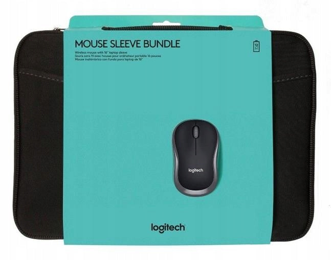 Set Logitech Wireless mouse M185 optical USB + Laptop bag 16"