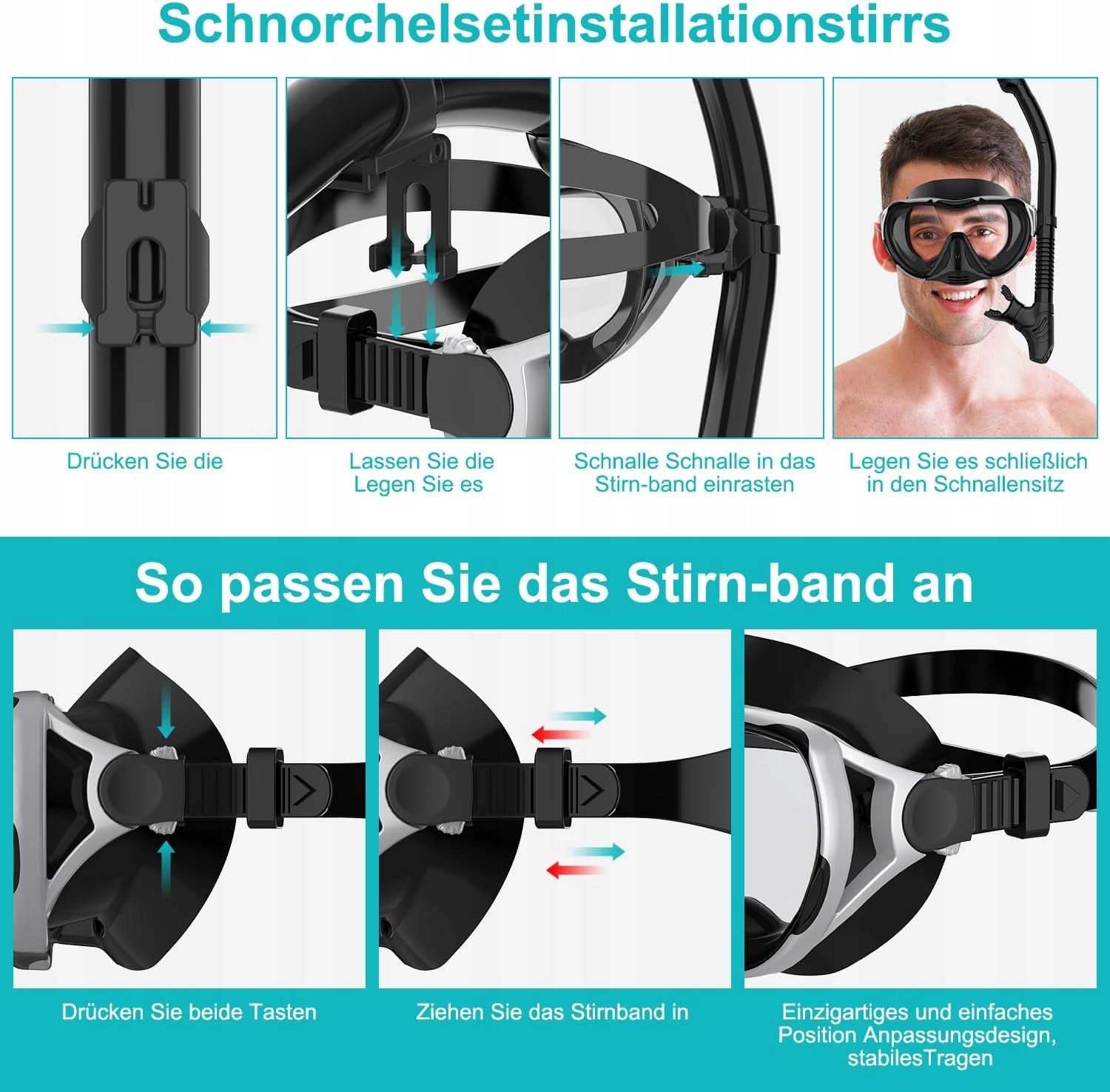 Set Mask diving tube glasses RABIGALA black Brand no brand