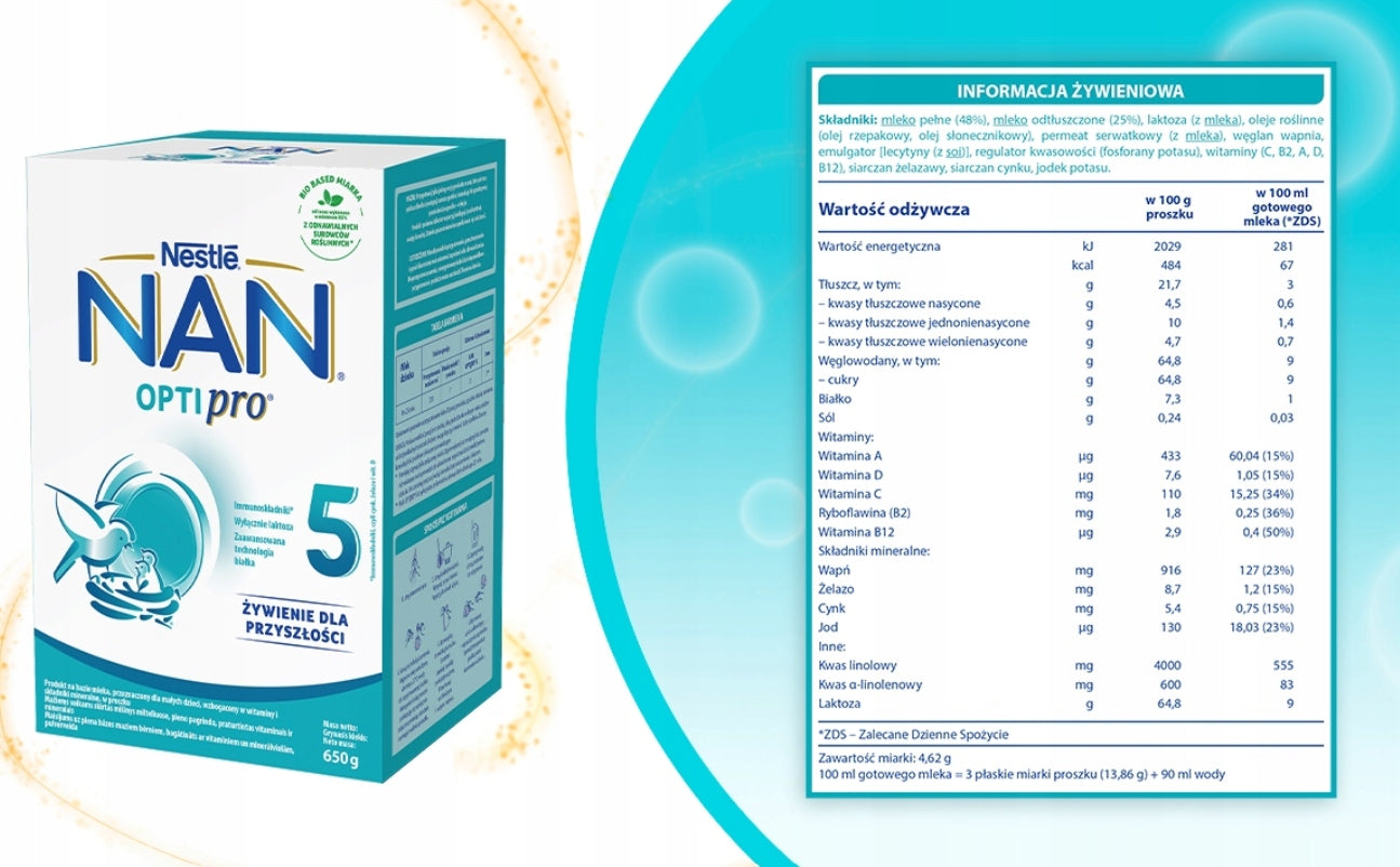 Set NESTLE NAN OPTIPRO 5 Powdered milk 6 x 650g Brand Nestlé