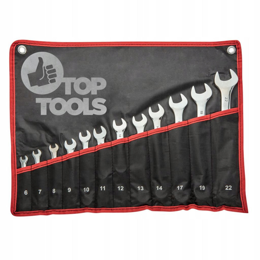 Set OF FLAT EYE WRENCHES 6-22mm 12el TOP TOOLS