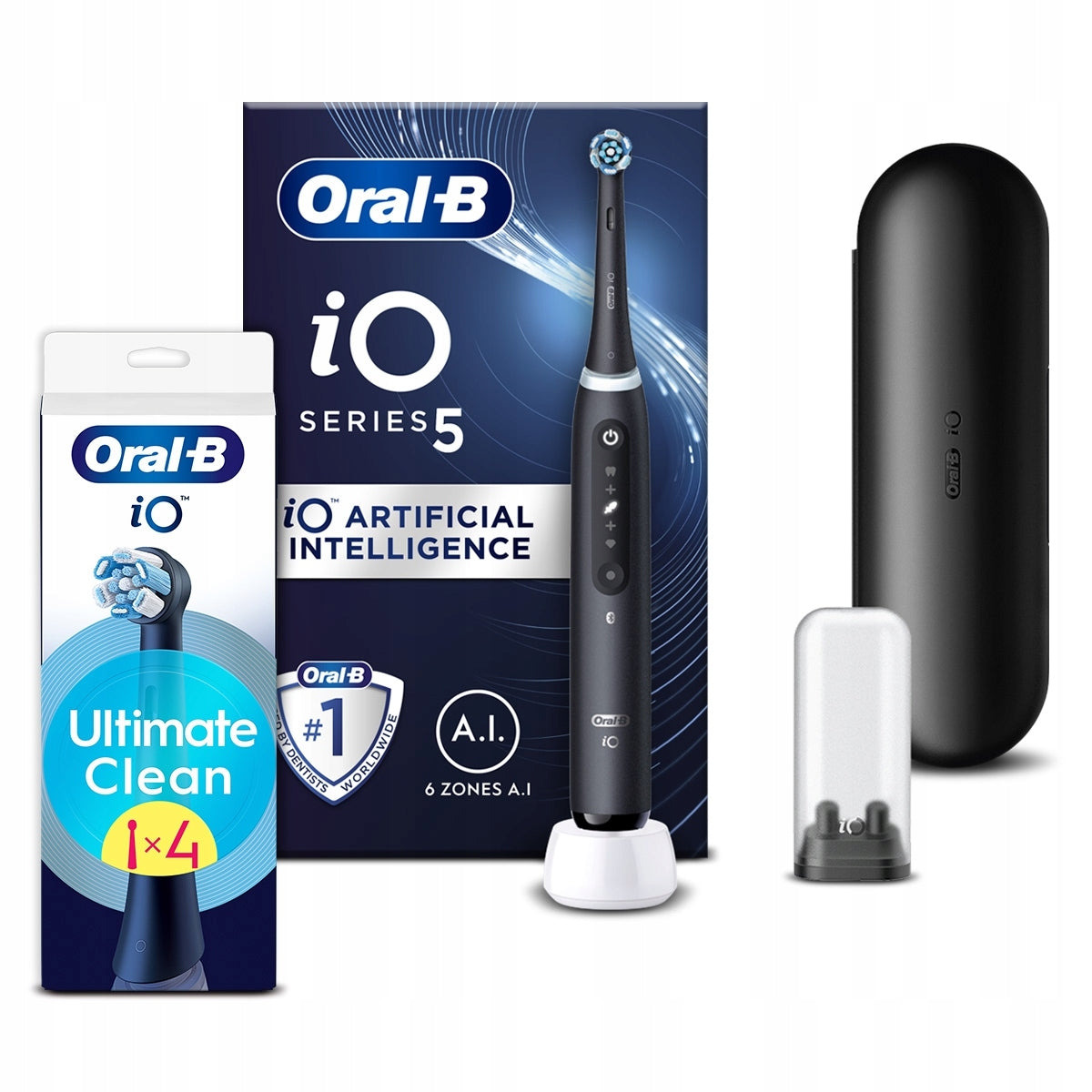 Set Oral-B: Electric toothbrush iO5 Black + Tips 4pcs