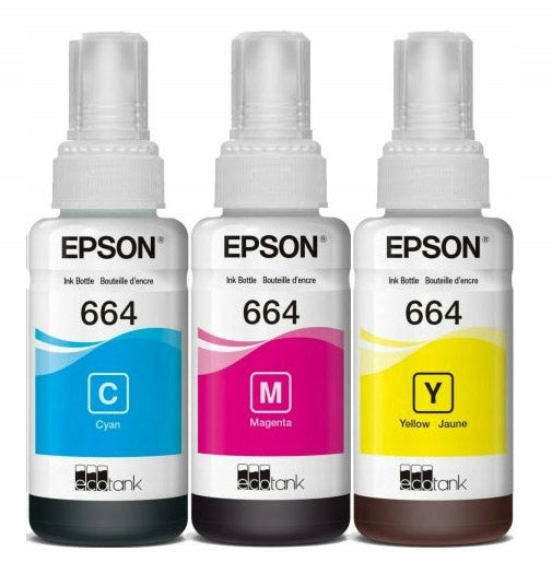 Set Original Set Epson 664 Colour inks SAME COLORS WITHOUT BLACK Manufacturer code 664