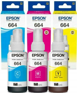 Set Original Set Epson 664 Colour inks SAME COLORS WITHOUT BLACK