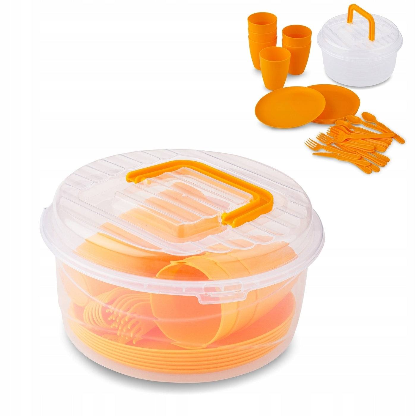Set PICNIC plates CUPS for 6 people CONTAINER 31 el mix of colors
