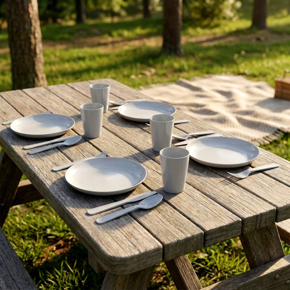 Set PICNIC tourist plate cup cutlery plastic reusable Packaging status original