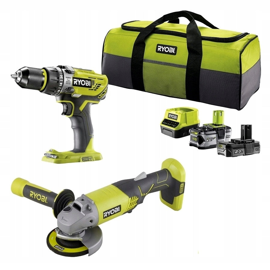 Set Ryobi drill/driver and grinder+ 2Ah+ 4Ah+Charger+Bag Manufacturer code 5133003842