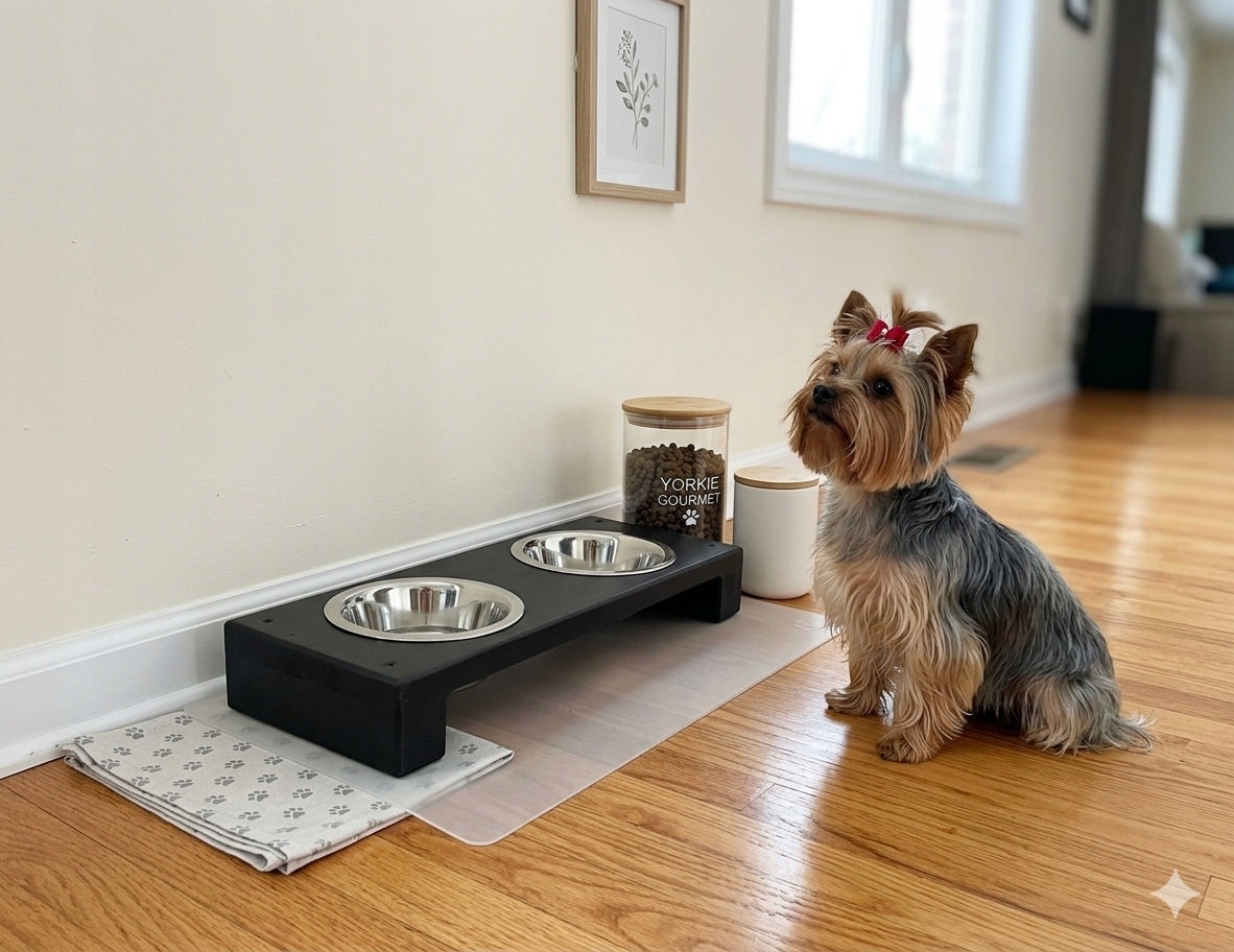 Set STAND + 2x BOWL 0,45 for CAT DOG WOODEN Bowl Stand Packaging status original