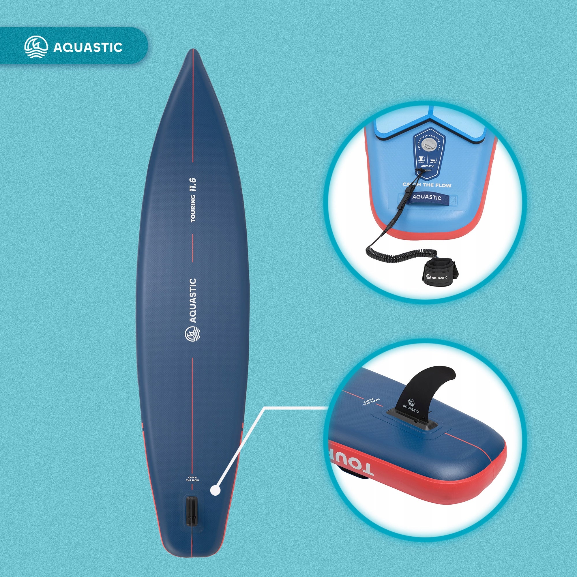 Set SUP board pumped AQUASTIC Touring 11'6" blue PADDLE PUMP Kind SUP board