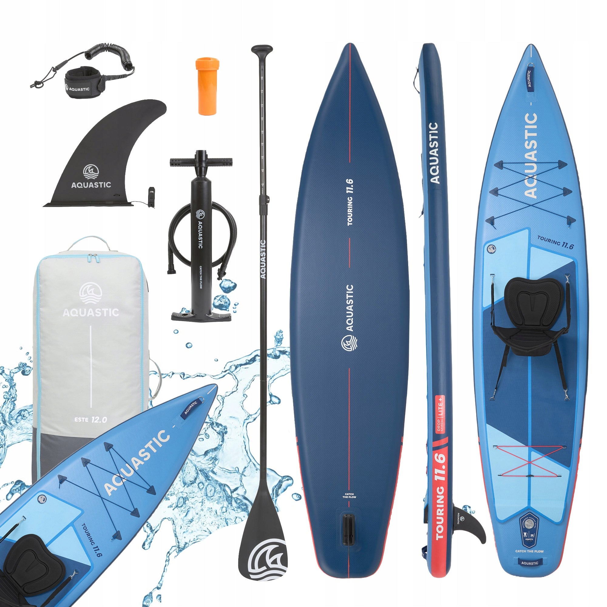 Set SUP board pumped AQUASTIC Touring 11'6" blue PADDLE PUMP