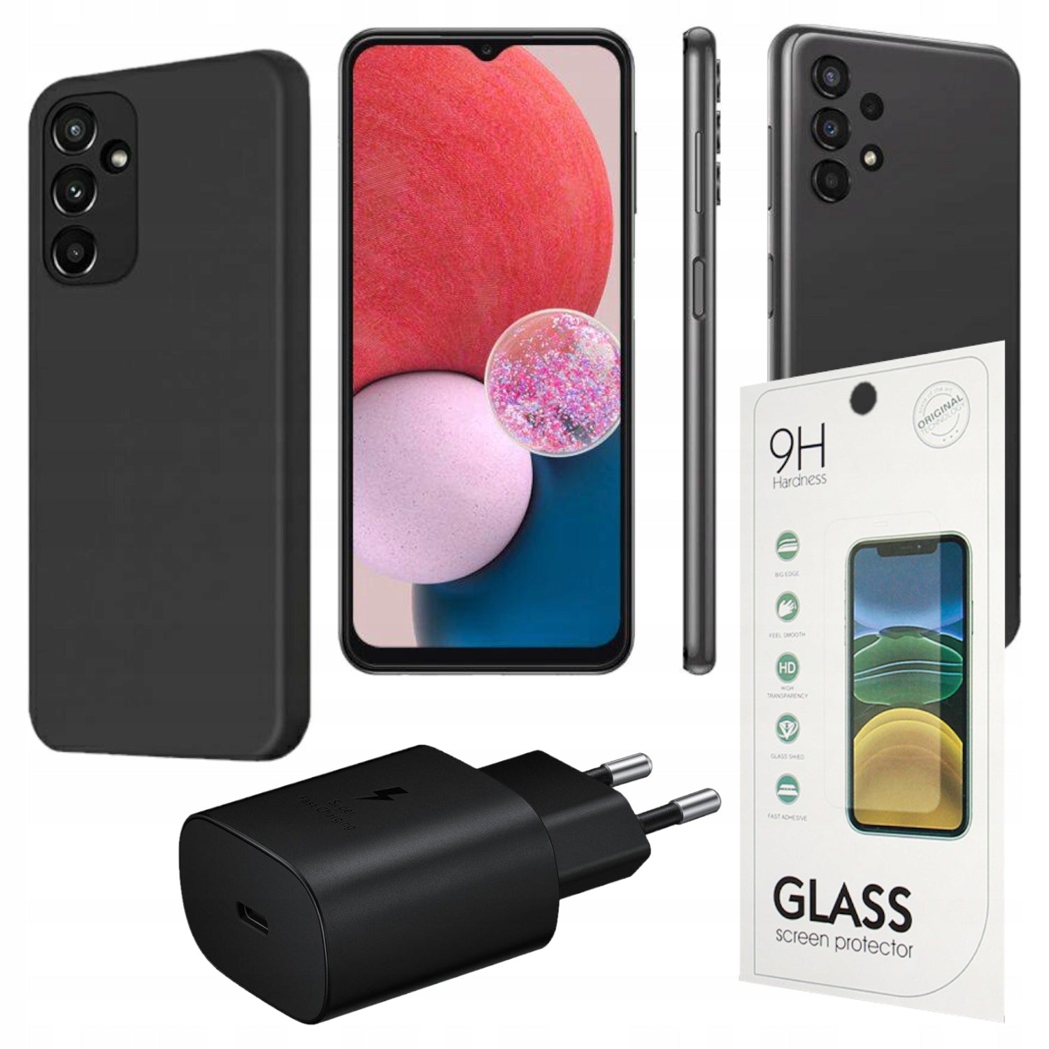 Set: Samsung Galaxy A13 Dual SIM LTE + Charger 25W + Glass 9H + Case