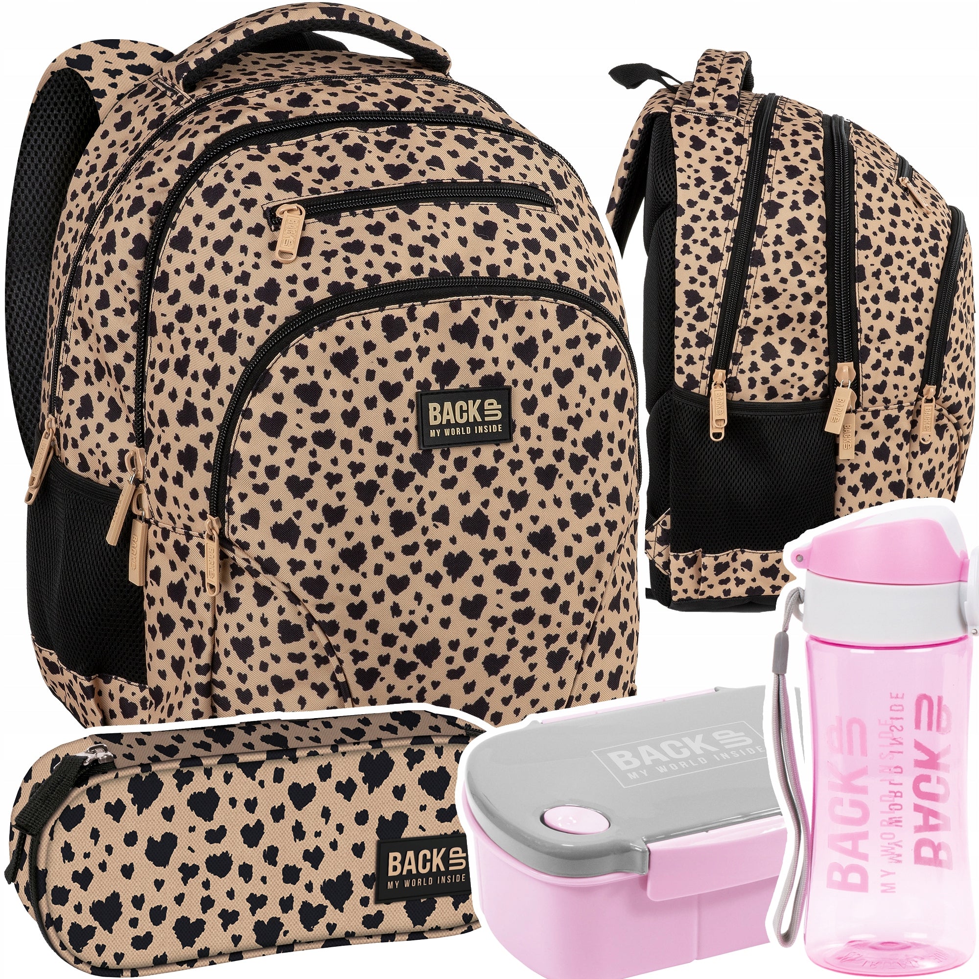 Set School backpack youth BackUP 30L PANTHER BEIGE AND BLACK PANTHER