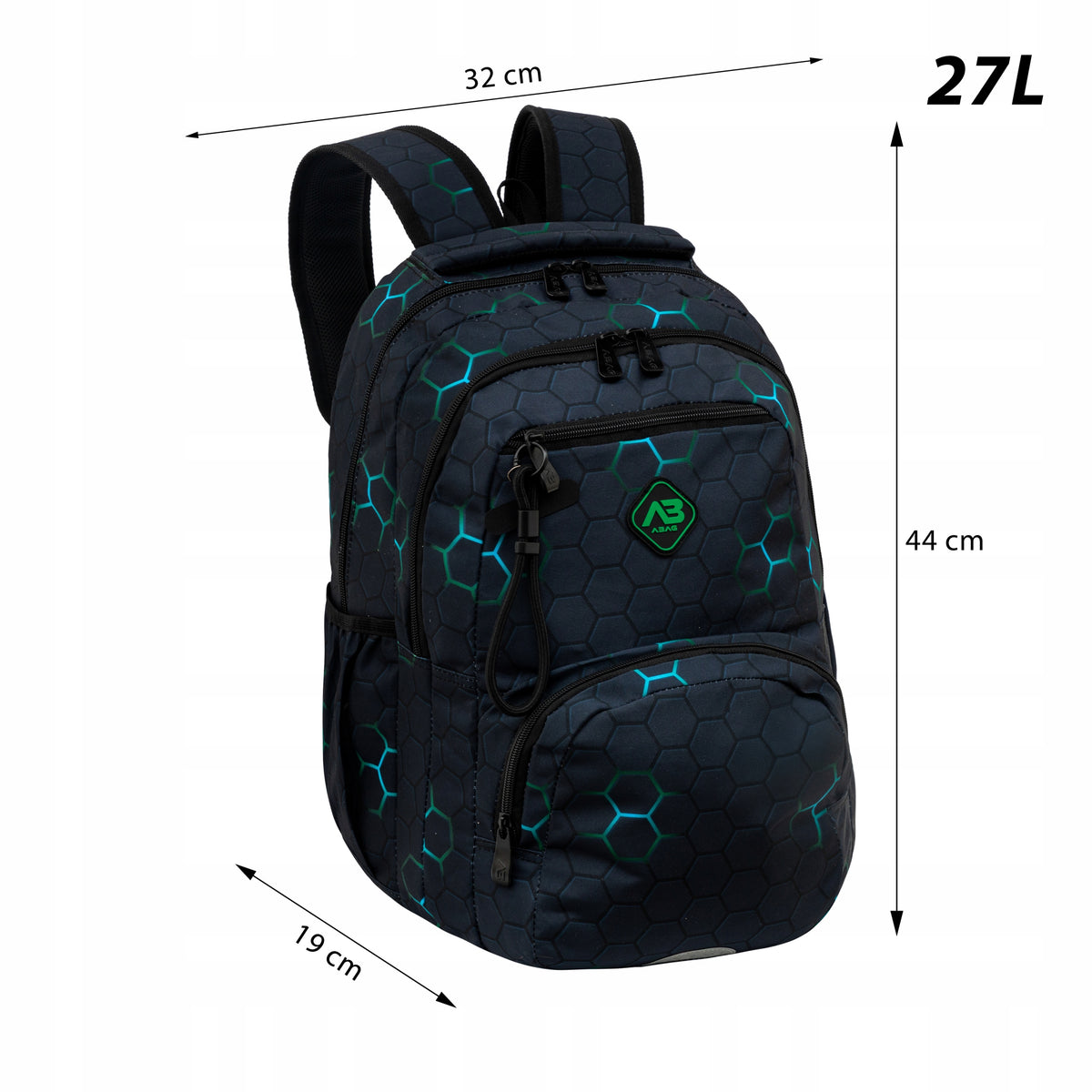 Set School backpack youth pencil case for boy black green 27L Packaging status original