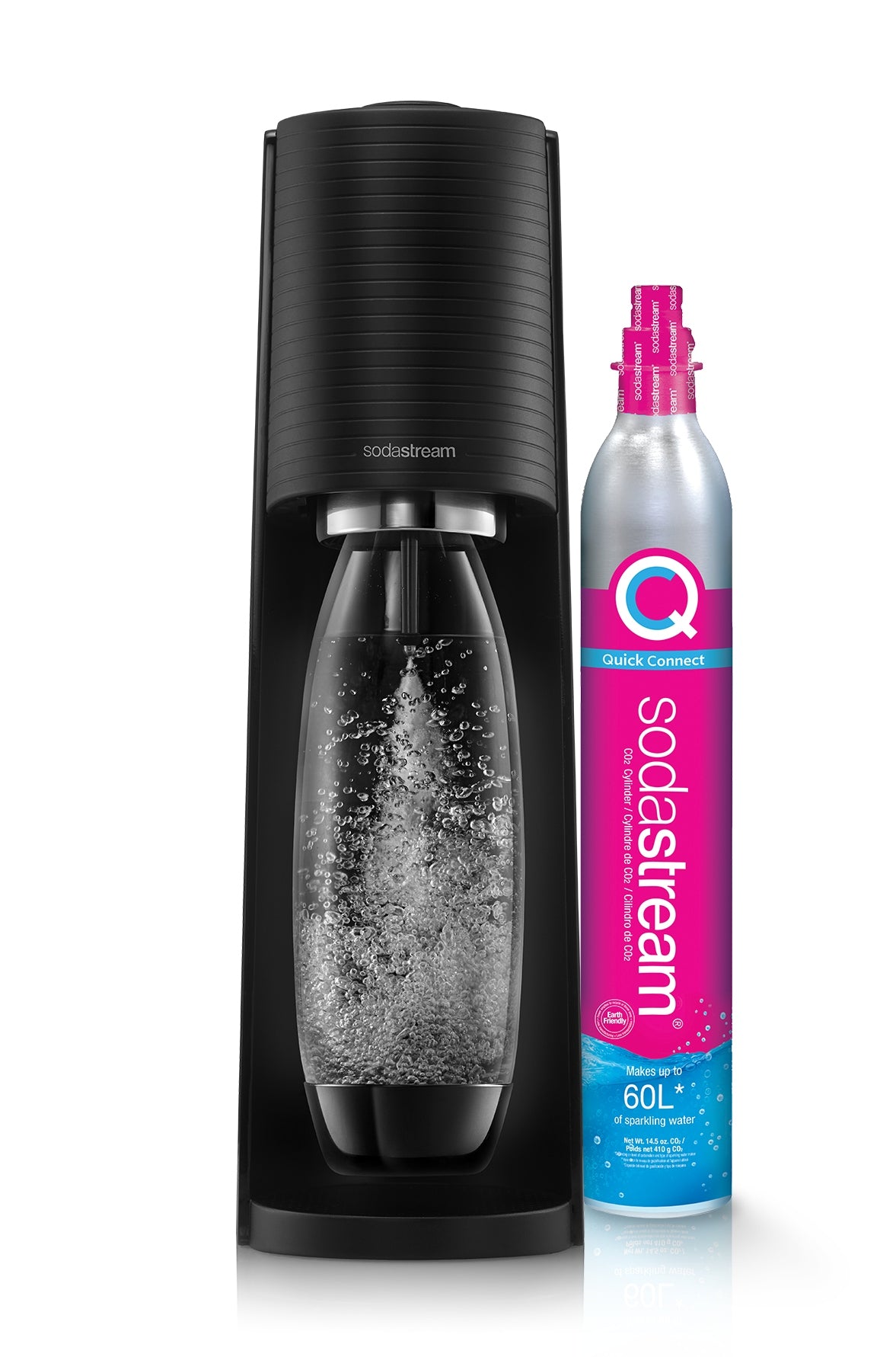 Set SodaStream Express Terra Black + Pepsi Syrup 440 ml + Mirinda 440ml Packaging status original