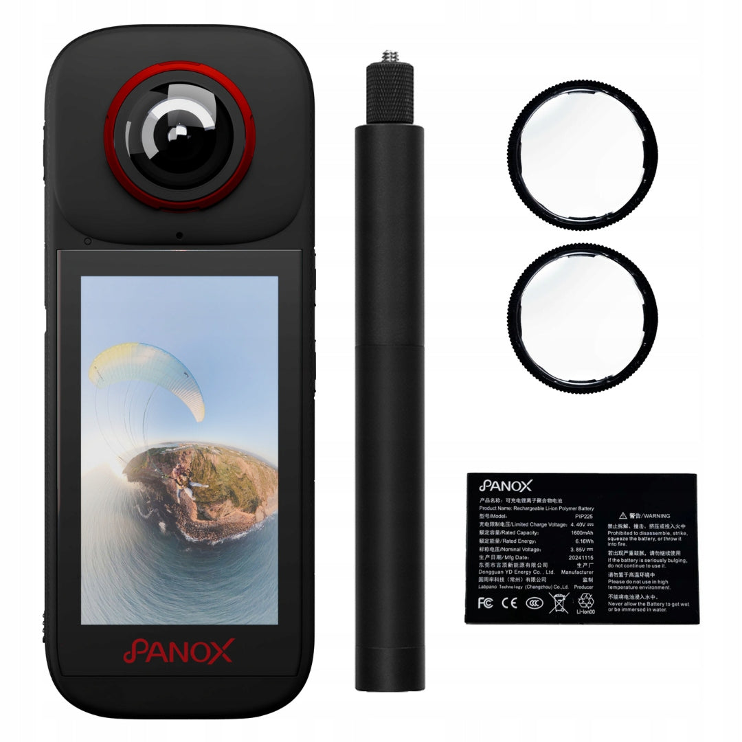 Set Spherical Camera 360 for vlogs 5.7K GPS Panox V3 72mpx + Accessories