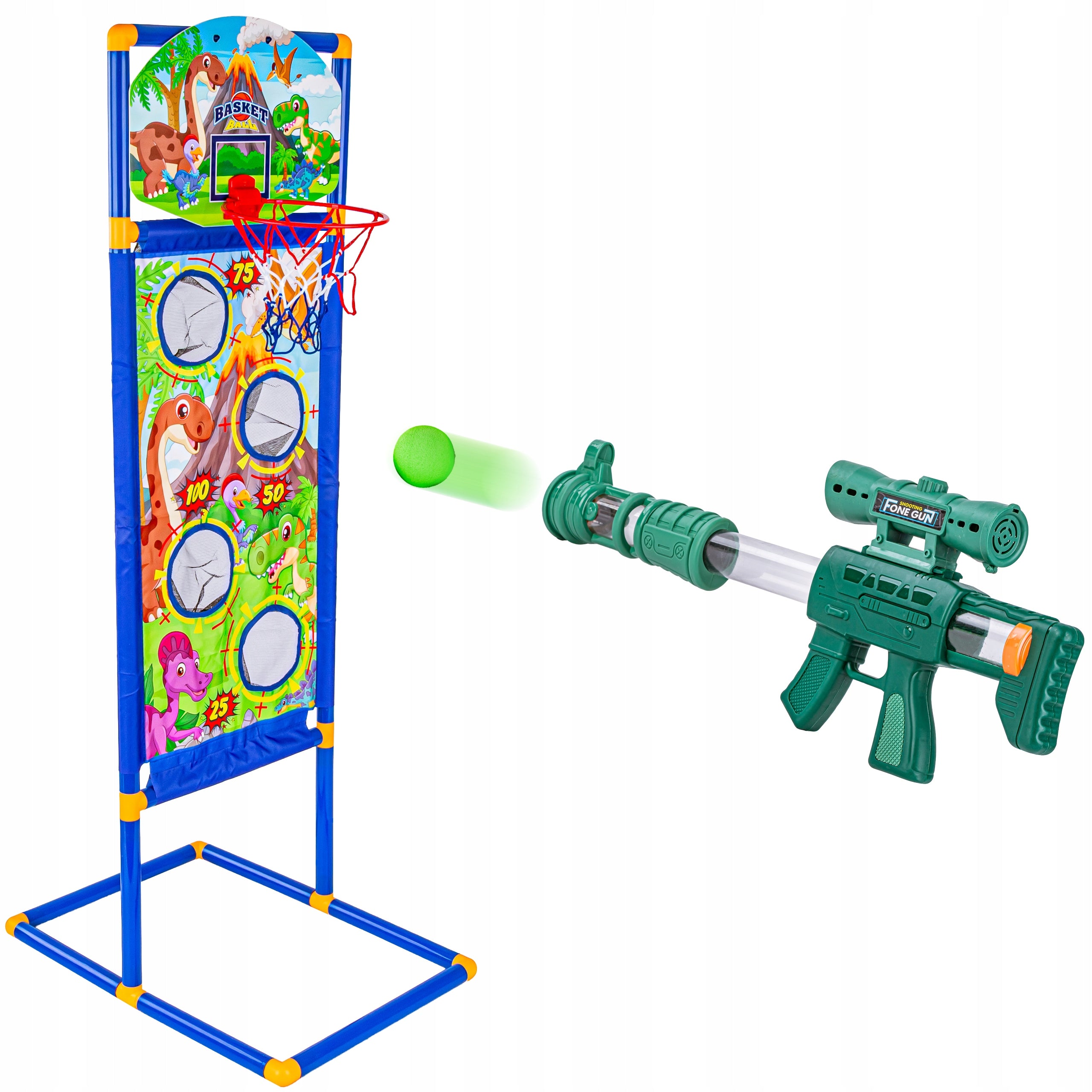 Set Sports Foam Gun Basketball Throwing Pouch For Kids Packaging status original