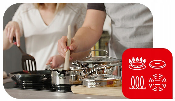 Set TEFAL Duetto+ pots with lid G719S855 stainless steel induction 8el Number of items in the set 8