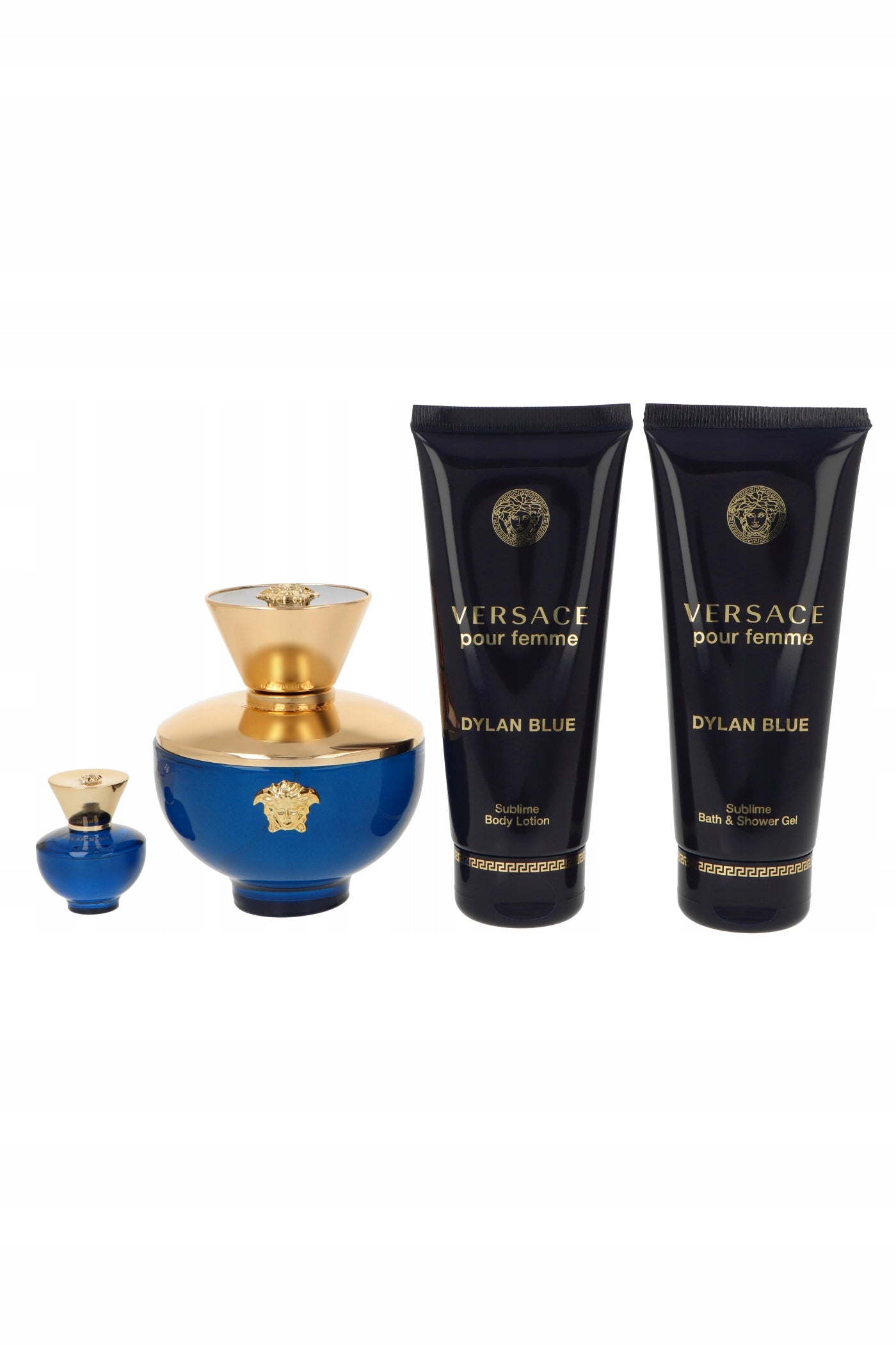Set Versace Dylan BlueFemme Edp 100ml + Shower Gel + Body Lotion + mini Packaging status original