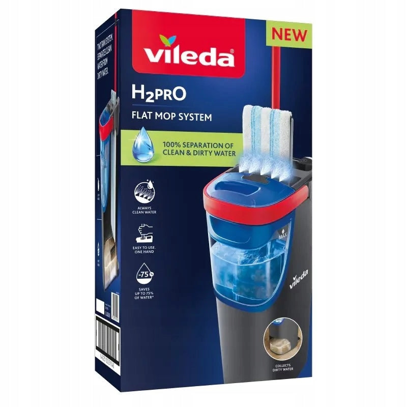 Set Vileda H2PRO flat mop with bucket two tanks dirty clean water Brand Vileda