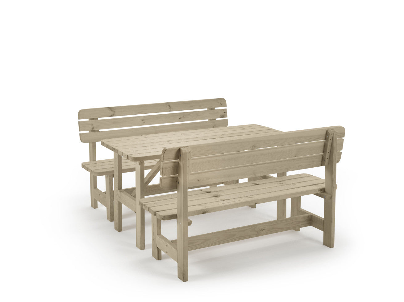 Set Wooden Garden Furniture Set 6 People Bench Table Terrace Garden