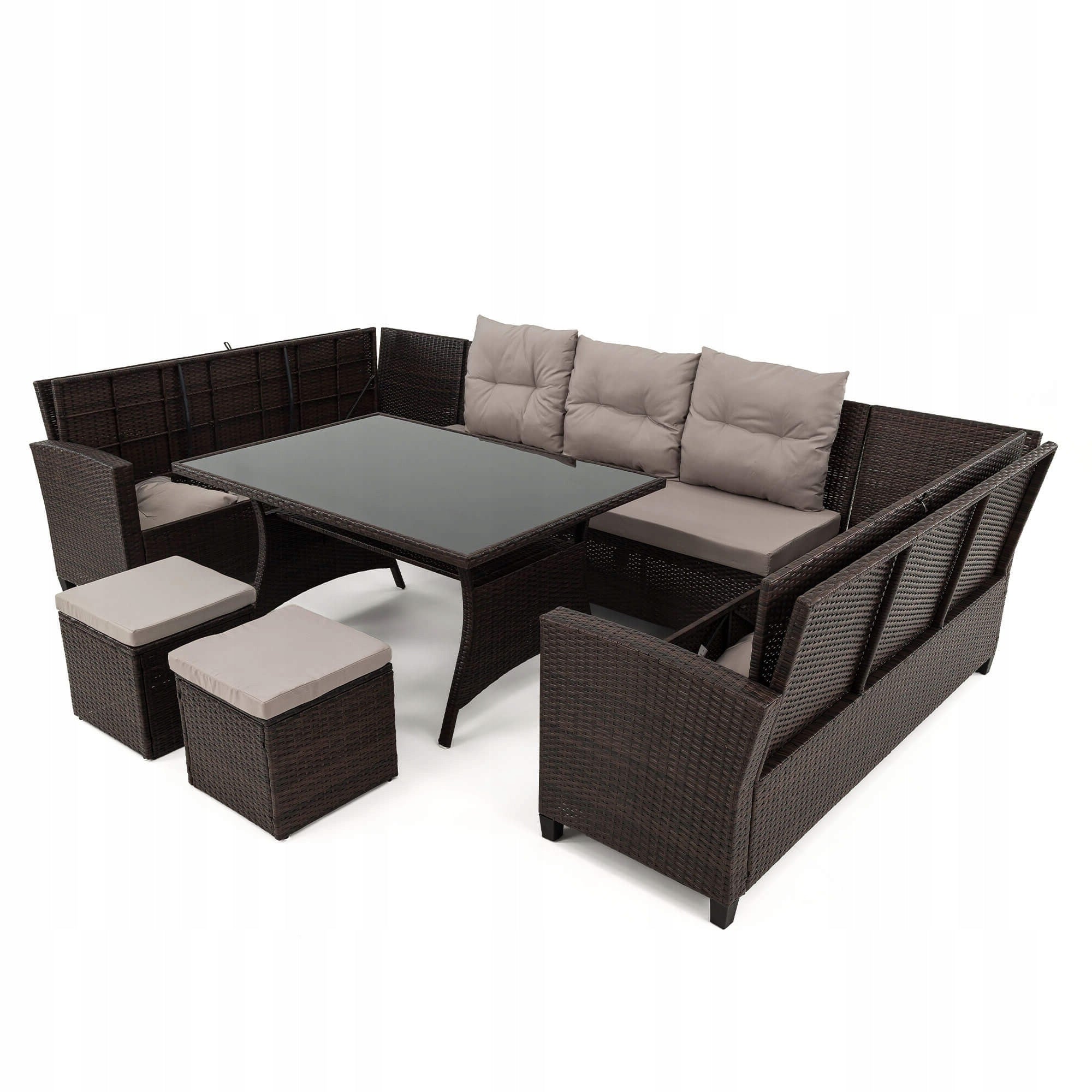 Set XXL garden furniture technoratan PORTO cushions grey two containers Main material synthetic rattan