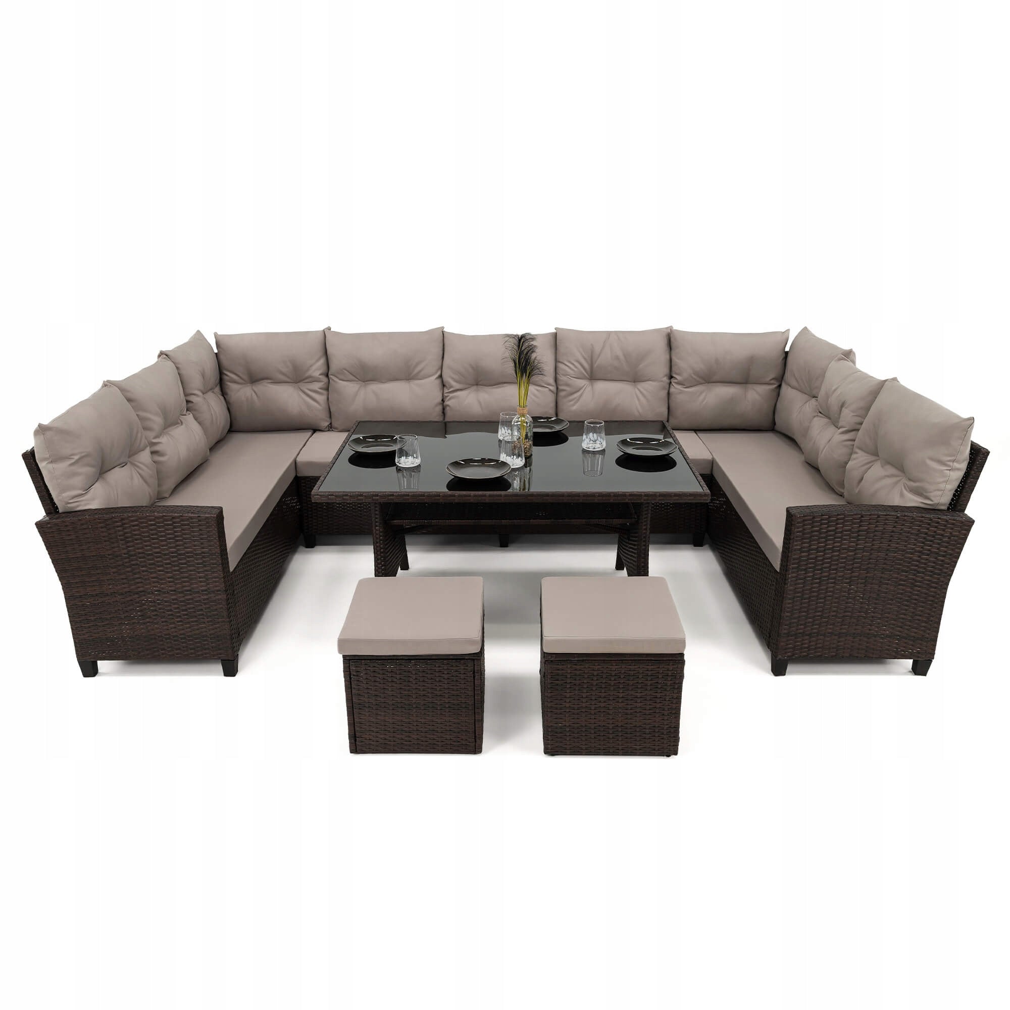 Set XXL garden furniture technoratan PORTO cushions grey two containers