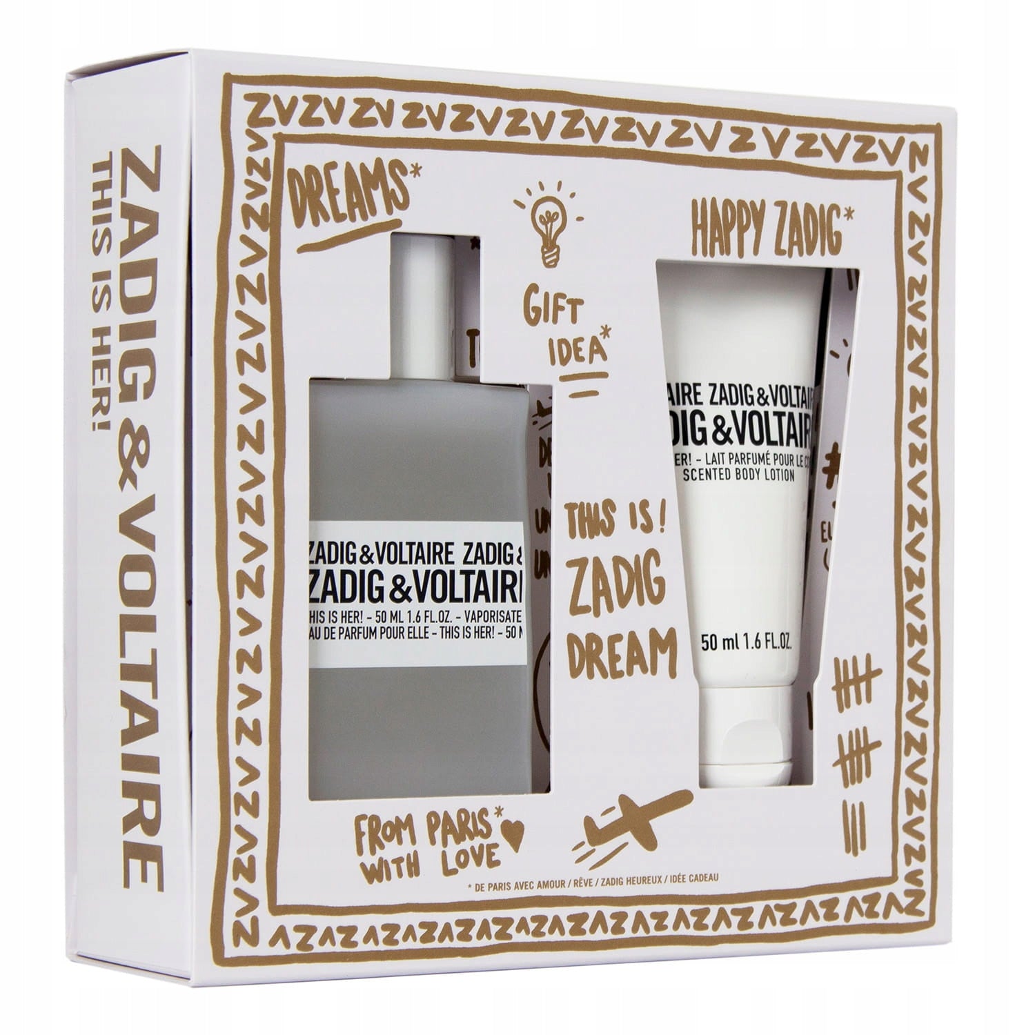 Set Zadig & Voltaire This is Her! Perfumed Water 50ml + Body Lotion Packaging status original