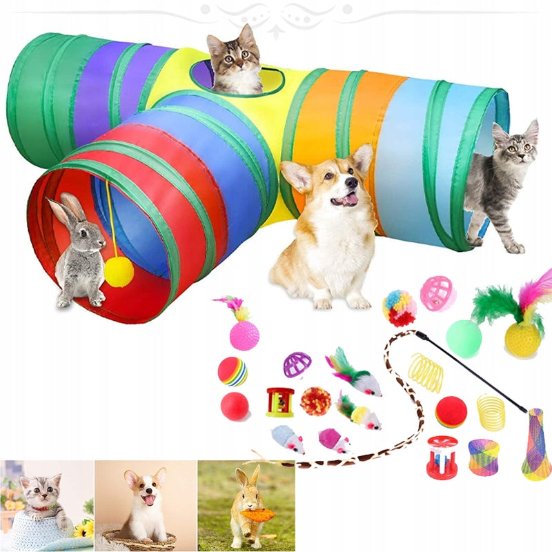 Set cat toy mouse rod balls tunnel 21 elements different toys