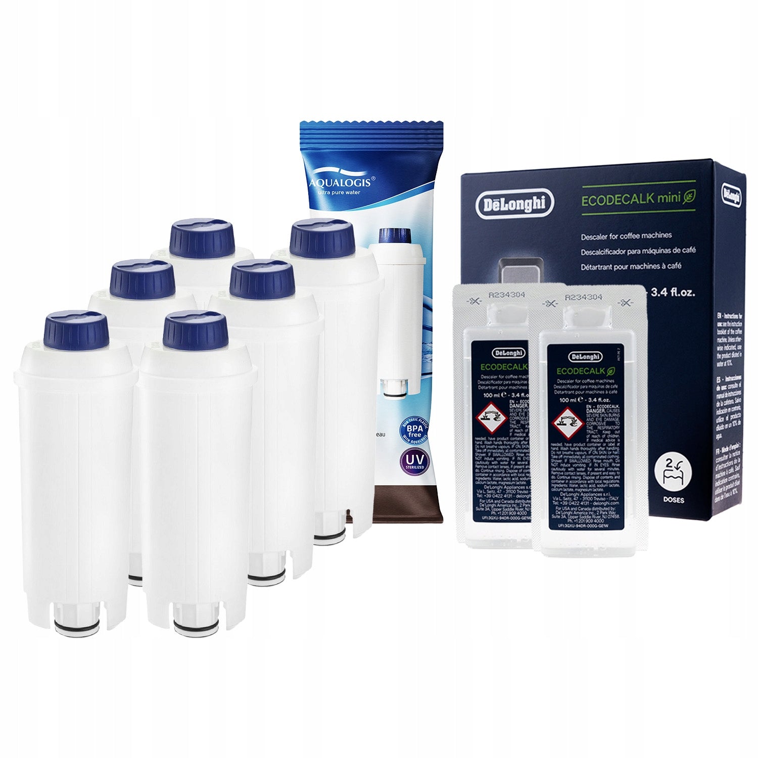 Set for Delonghi - Filters AL-S002 6pcs + Descaler EcoDecalk 200ml