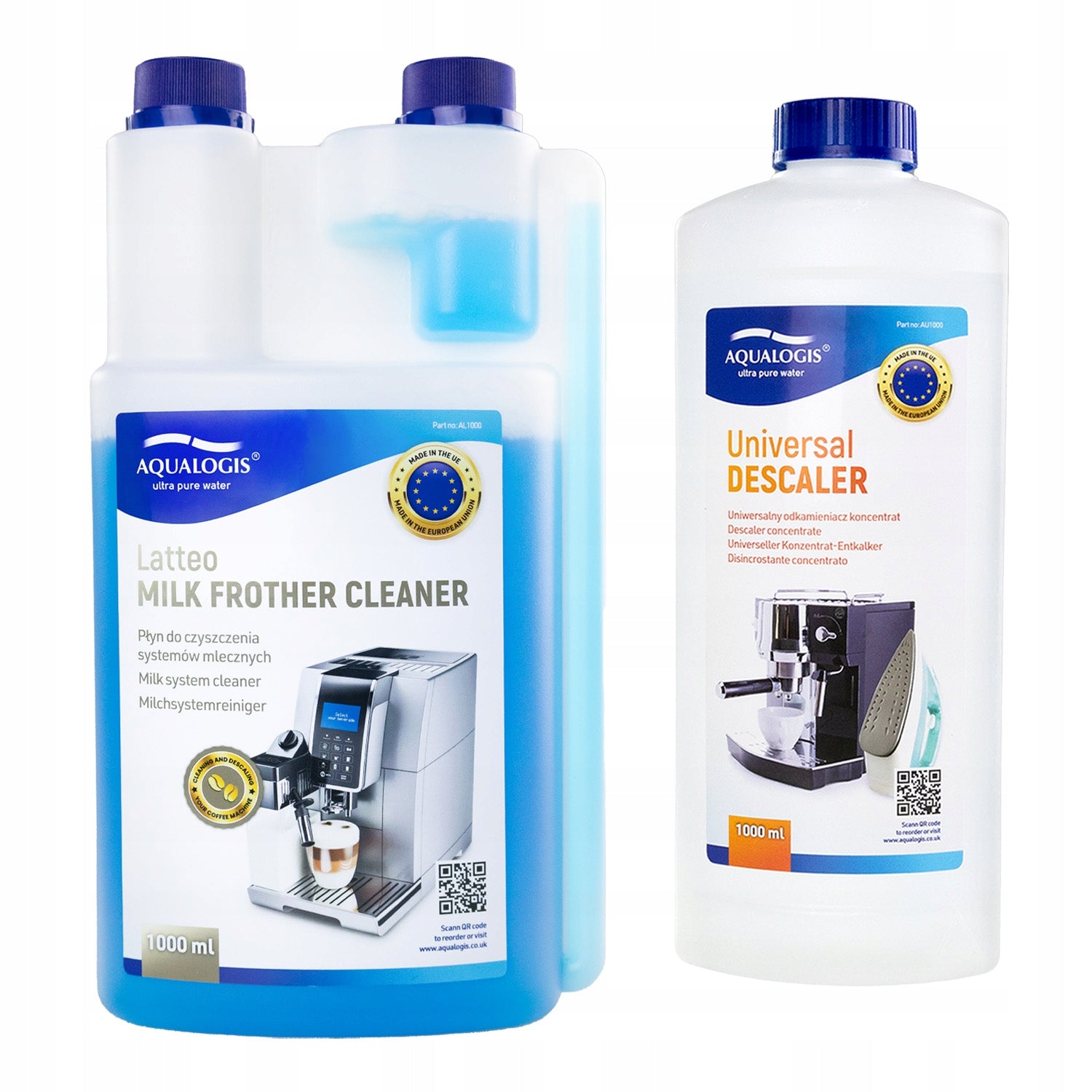 Set for Espresso Machine - Descaler 1L, Cleaning Liquid Aqualogis Latteo 1L