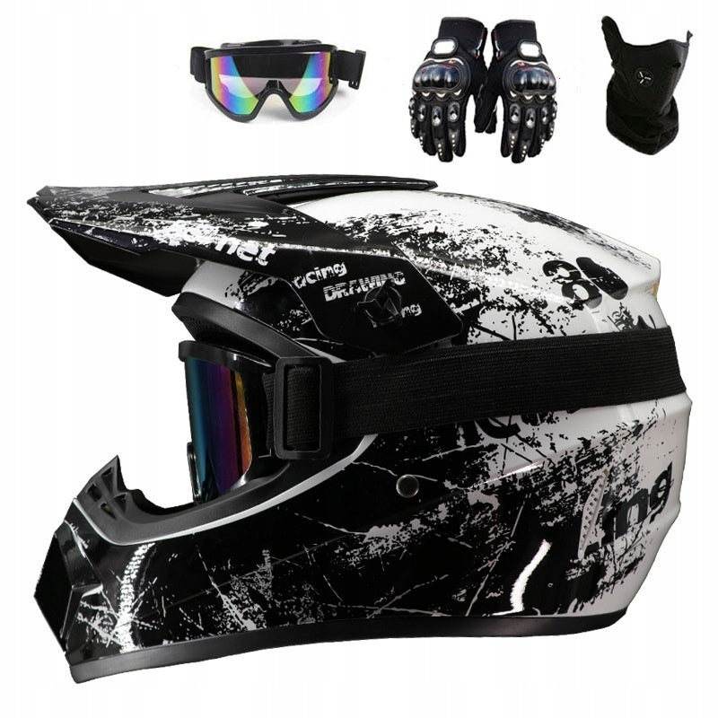 Set for Motocross Helmet Full-Face - off-road goggles + gloves + Mask