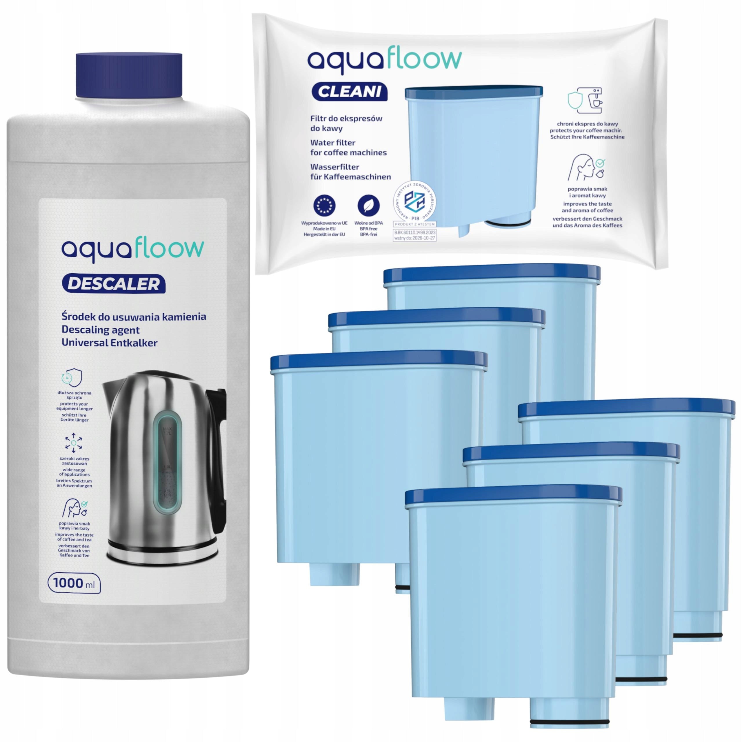 Set for Saeco Philips LatteGO Latte GO: 6x filter + descaler