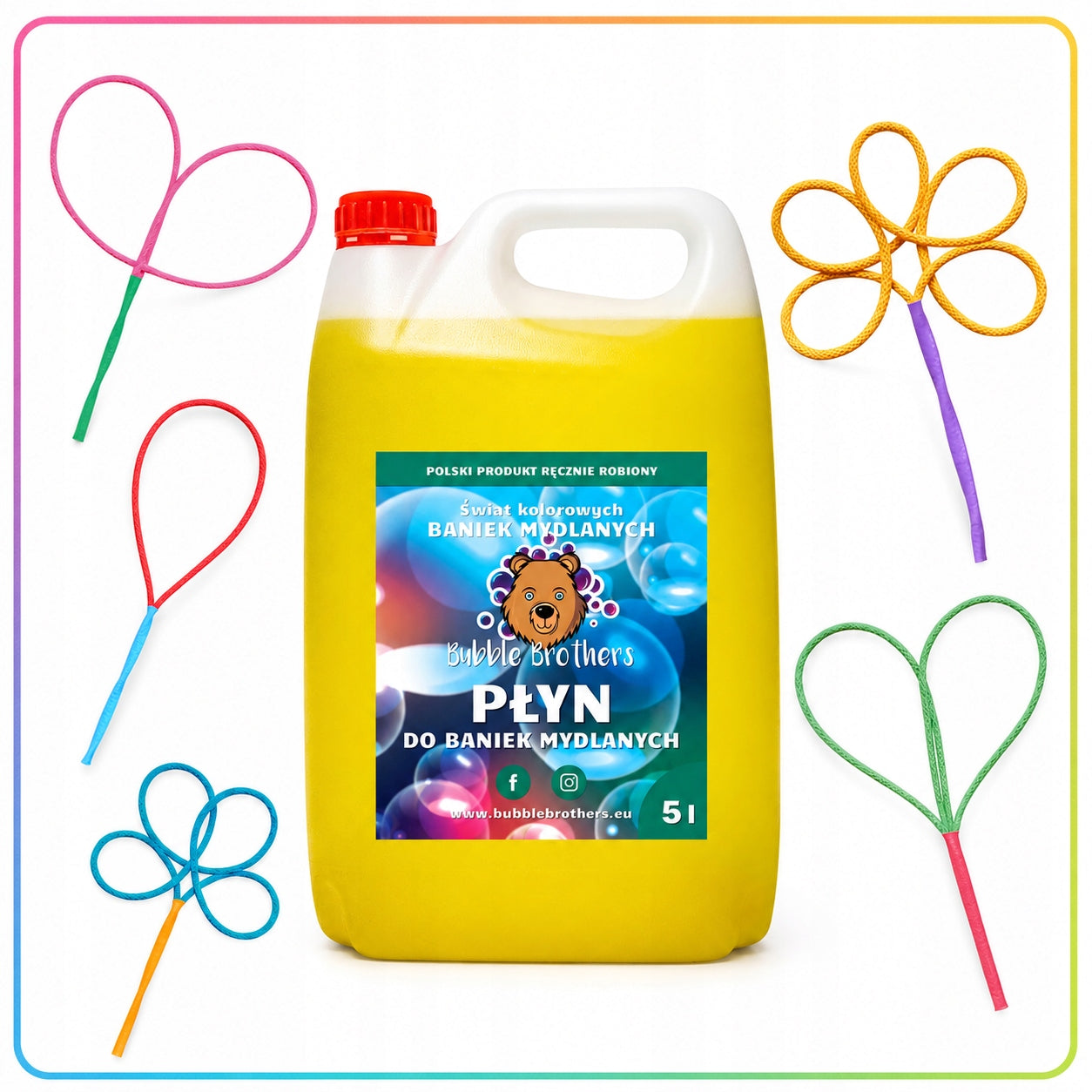 Set for Soap Bubbles Liquid 5L and 5 Hoops