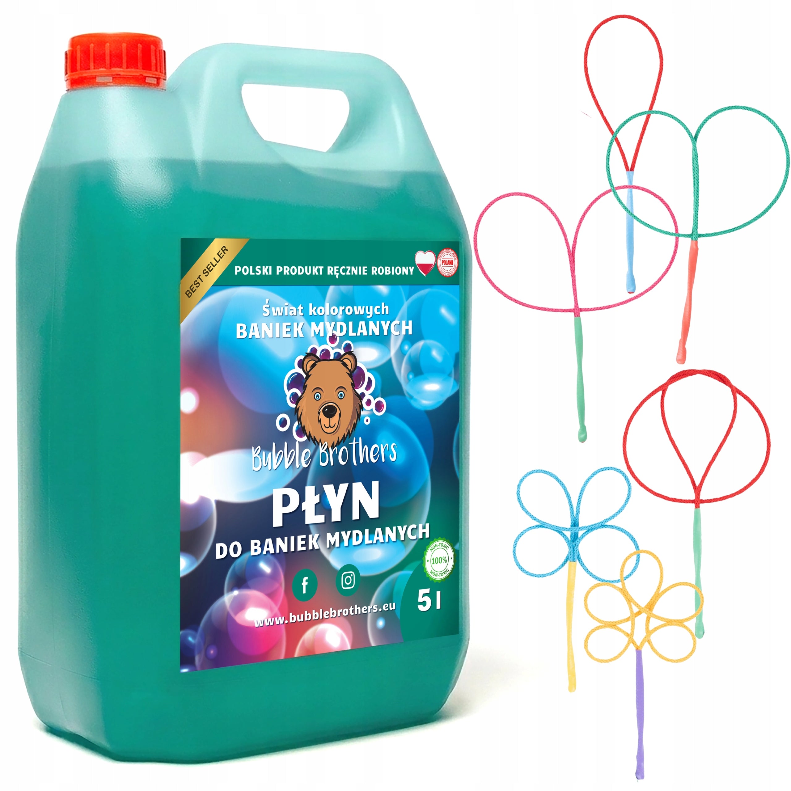 Set for Soap Bubbles Liquid 5L and 6 Soap Bubble Hoops