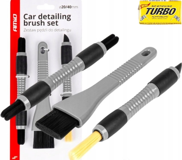 Set for car cosmetics auto detailing brushes 3 elements