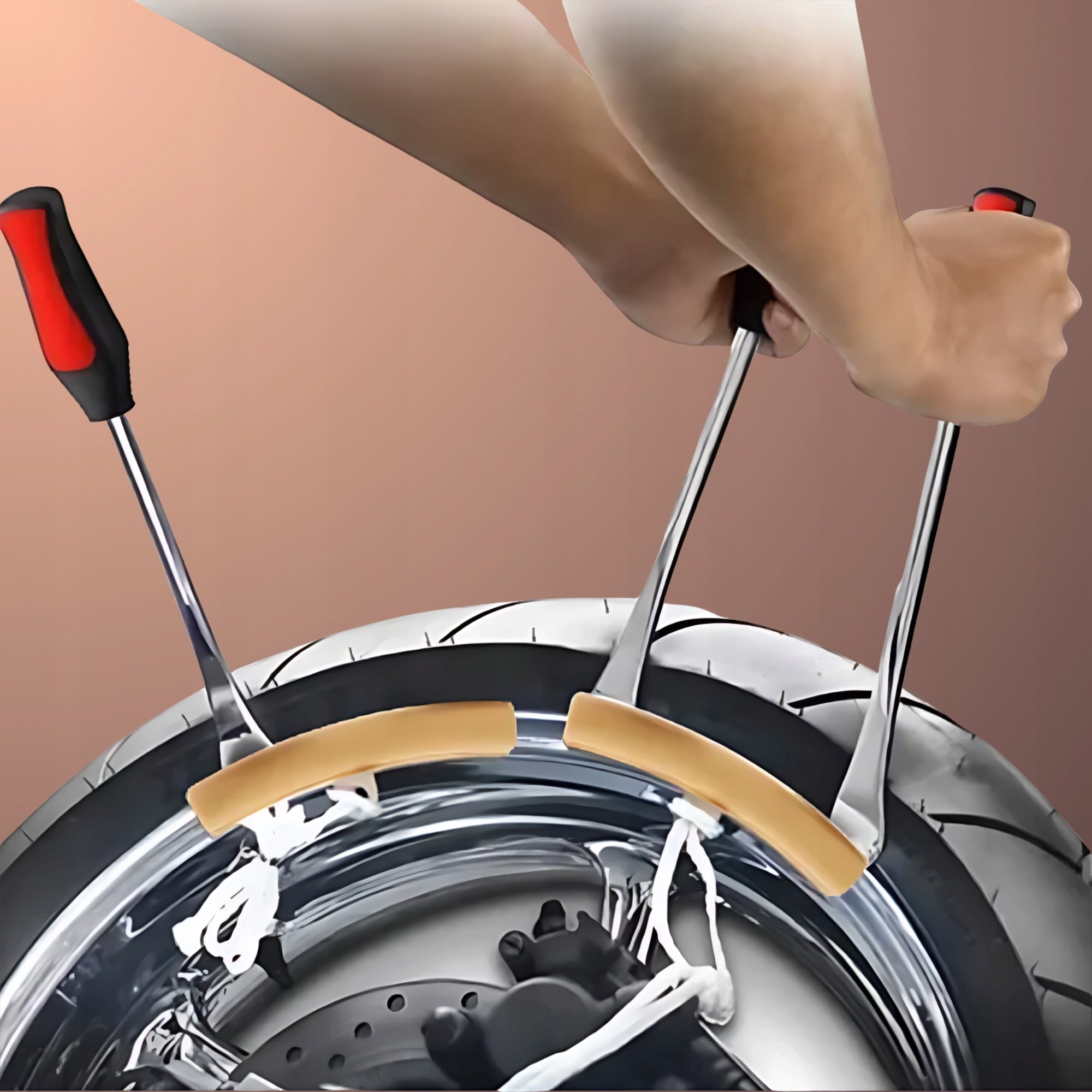 Set for changing tires in scooter 3x Tire bucket long metal, washers Packaging status original