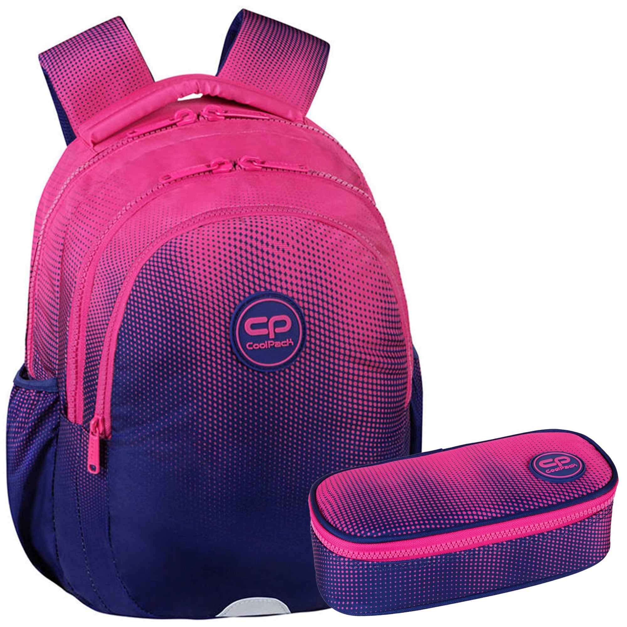 Set for girls to class 1-3 backpack and pencil case Coolpack fuchsia navy blue