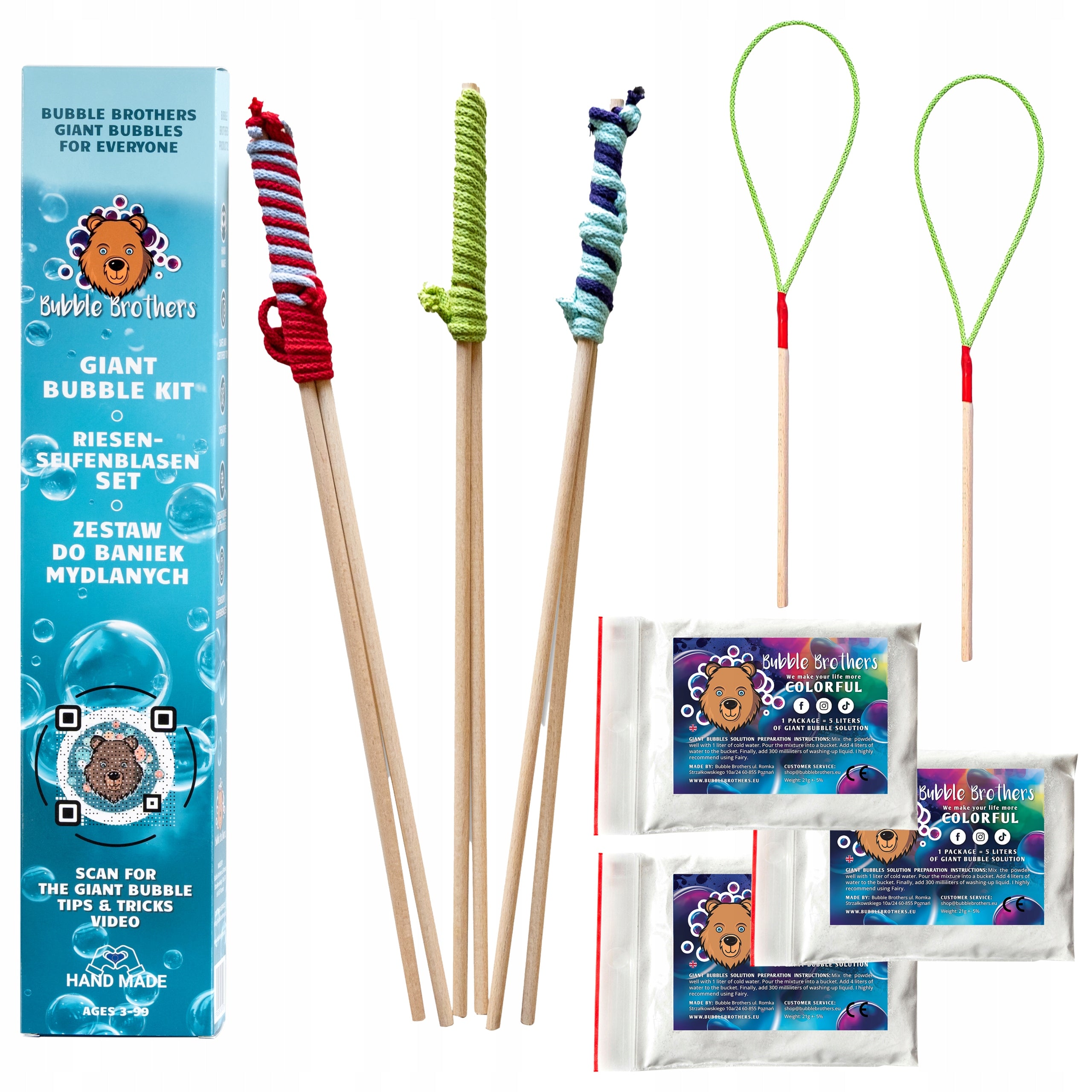 Set for large soap bubbles 5 Sticks + 15 Liters of Bubble Liquid