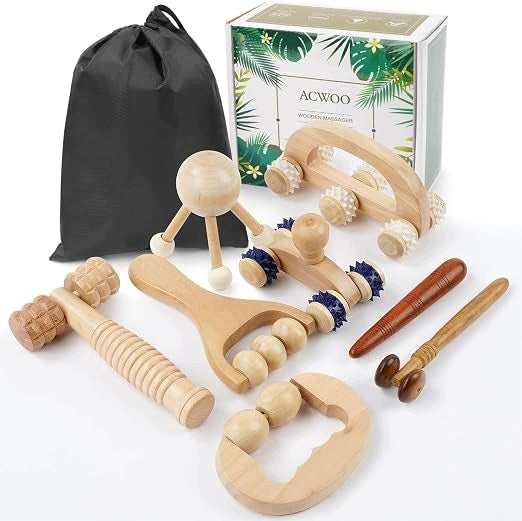 Set for maderotherapy ACWOO 8 elements wooden body massagers