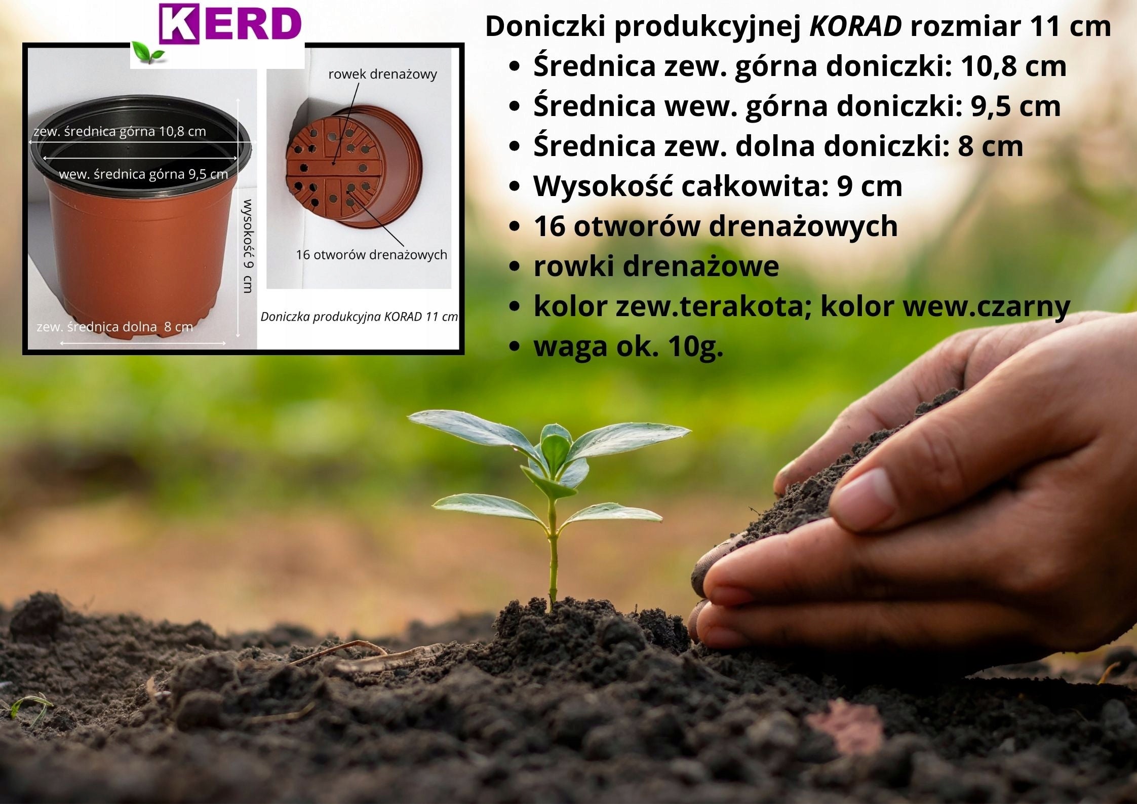 Set for planting seeds and sowing seedlings p11 POTTS 11 + TRAY Manufacturer code PROD/11/OKRĄGŁA/TER