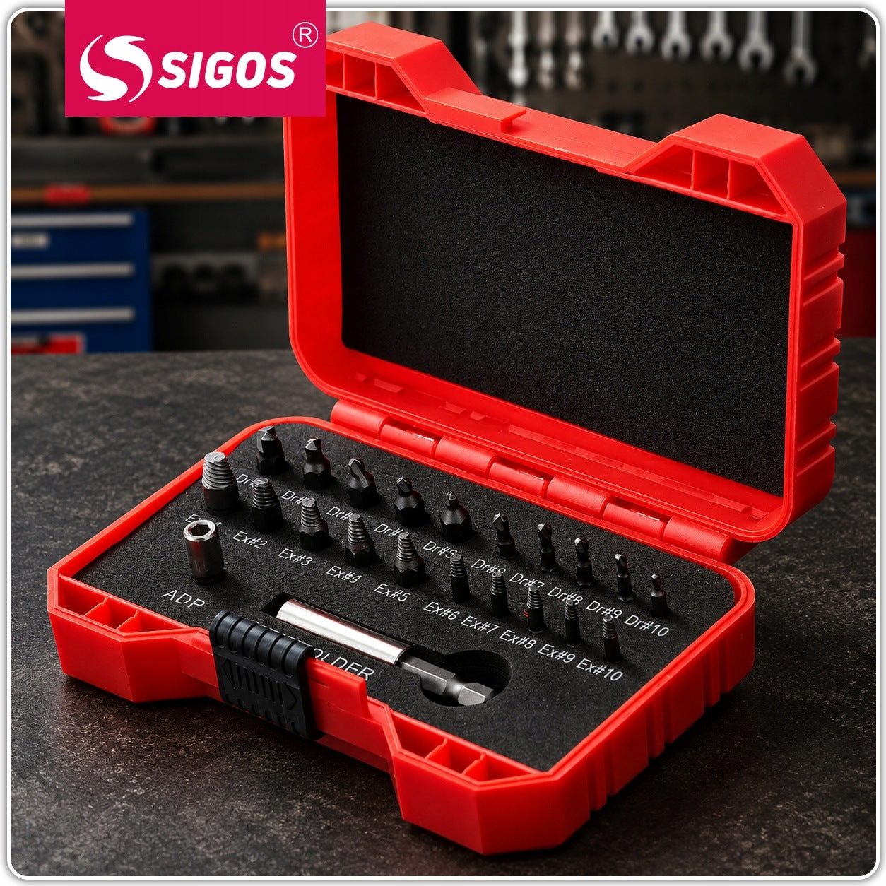 Set for removing broken screws 22 el. Screwdrivers Bits Manufacturer code Zestaw do wykręcania urwanych zerwanych śrub